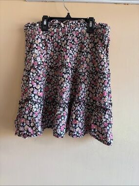 wild fable Pink, White and Black Floral Tiered Maxi Skirt